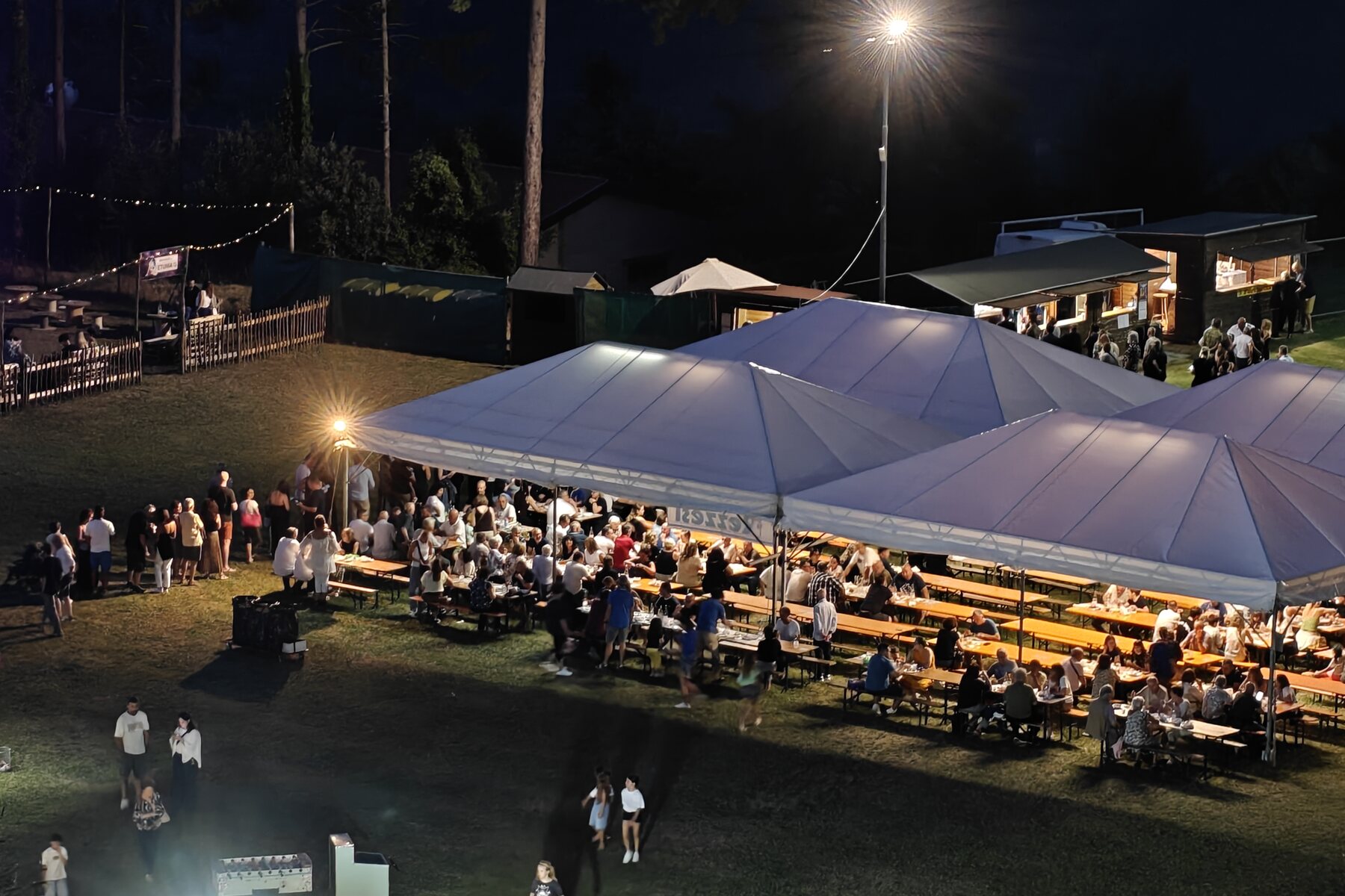 Monte Santa Maria Tiberina lit at night during the summer festa