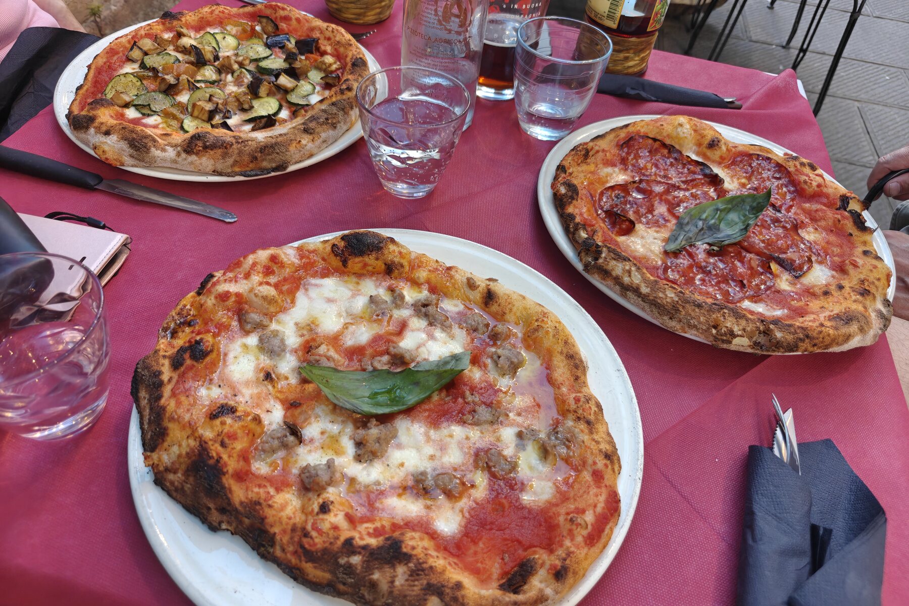 Freshly baked pizza in Città di Castello